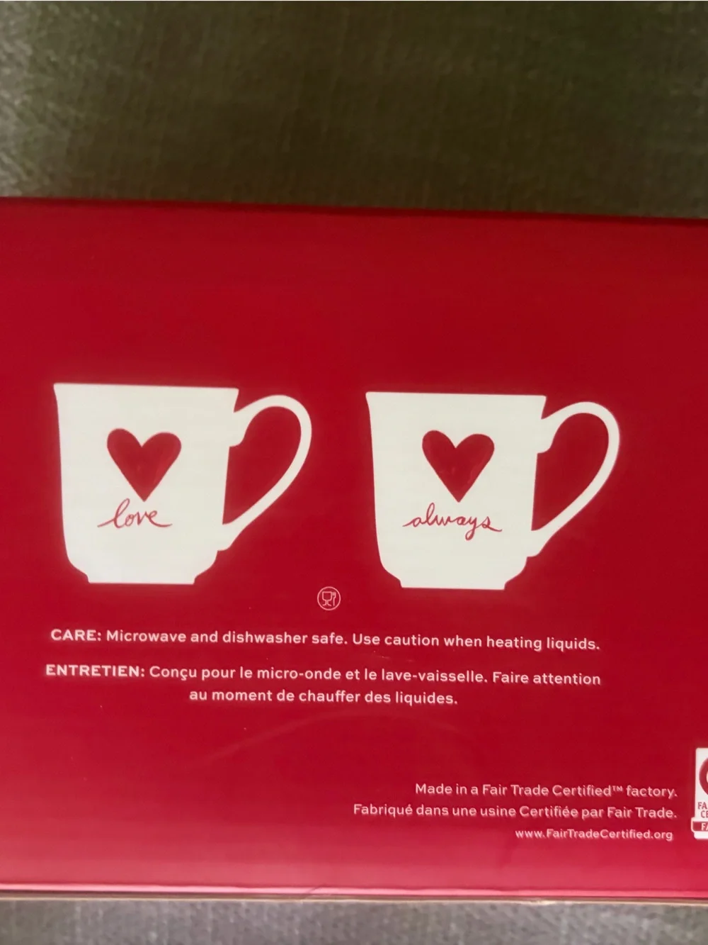 White Ceramic Love & always Mug with Red Heart - Brand: pottery barn